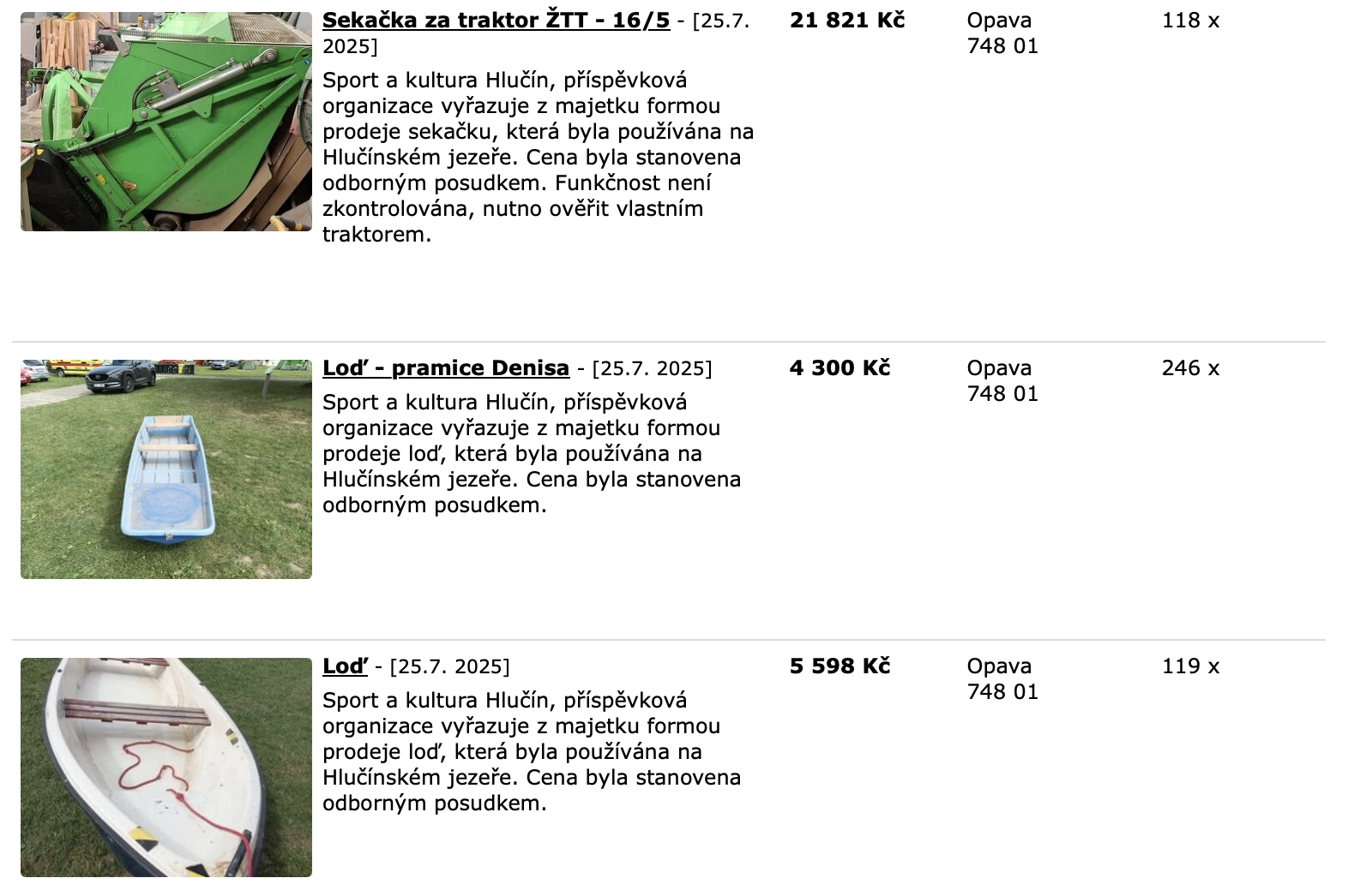 Vyřazený majetek k prodeji