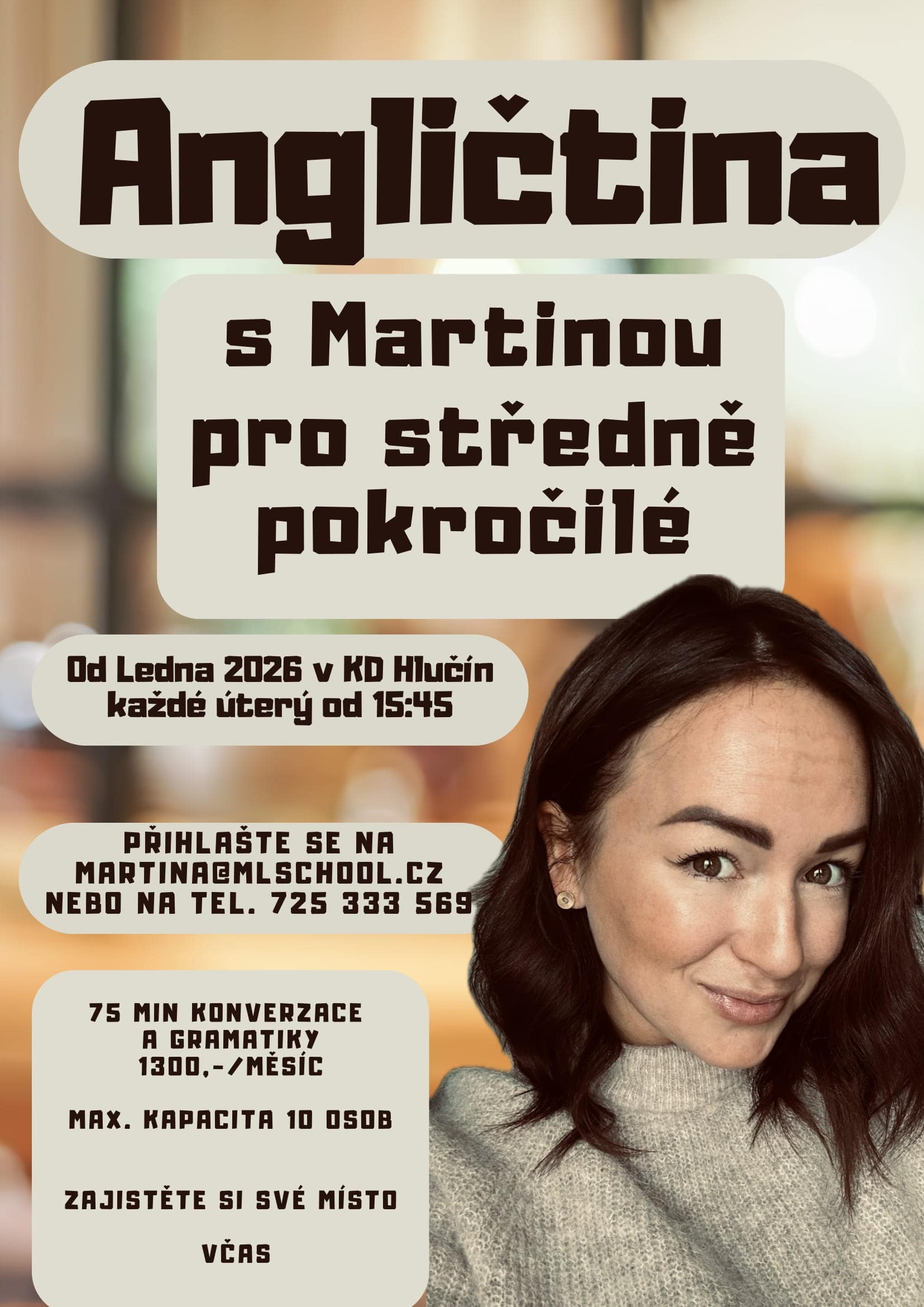 Kurz angličtiny pro středně pokročilé v KD Hlučín od ledna 2026